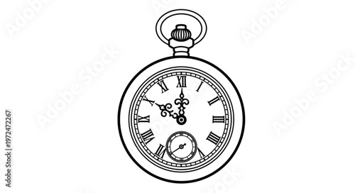 Vintage Pocket Watch Illustration.