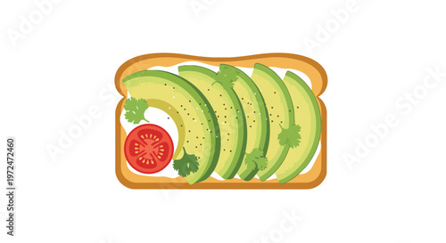Avocado Toast with Tomato and Cilantro Illustration
