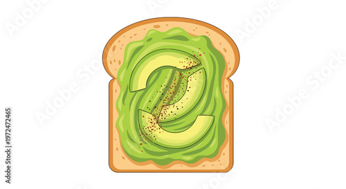 Fresh Avocado Toast Illustration with Sliced Toppings