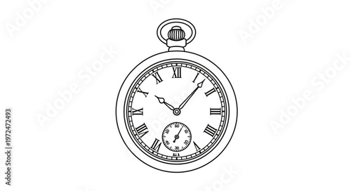 Vintage Pocket Watch Illustration.