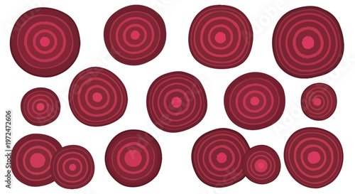 Fresh Beetroot Slices Pattern Isolated on White Background
