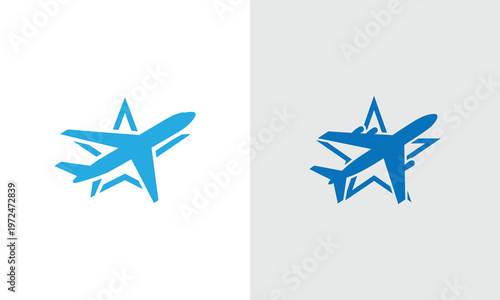 Blue airplane star icons, Travel and aviation symbols in vector format for commercial use vector illustration symbol 