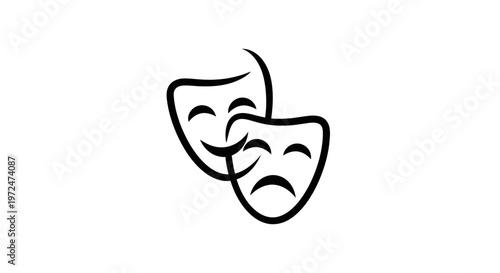 Comedy and Tragedy Masks Icon - Theater, Drama, Emotion Symbols