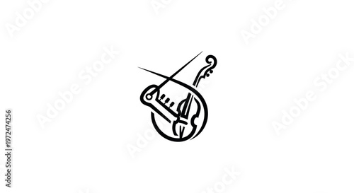 Elegant Violin Logo with Bow - Abstract Musical Symbol
