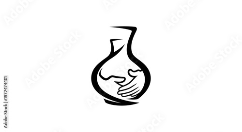 Abstract hands shaping clay in a vase outline, creativity and art concept