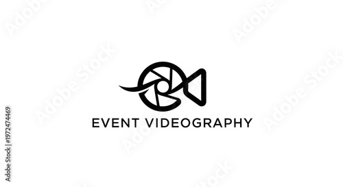 Modern Videography Logo with Camera Lens and Video Camera Icon