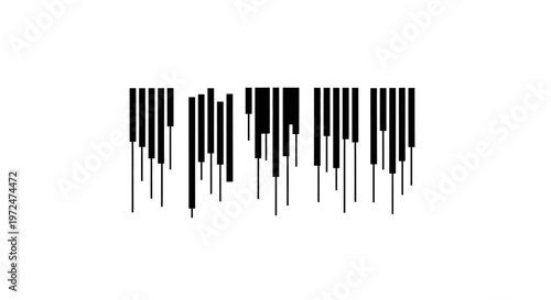 A black piano keyboard on a with detailed keys