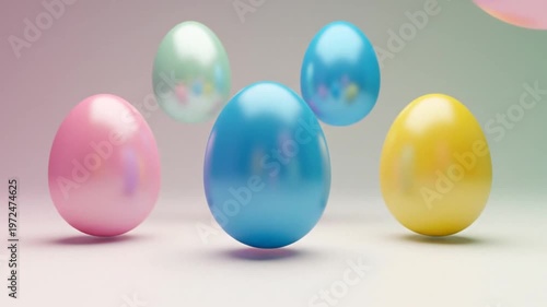Moving pastel eggs in soft gradient setting