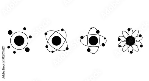 Four different atomic structure models in black