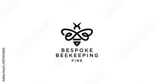 Minimalist Bee Logo with "Bespoke Beekeeping Fine" Text - Clean Vector Art
