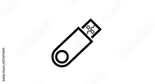 USB Flash Drive Icon - Simple Line Art Vector Graphic