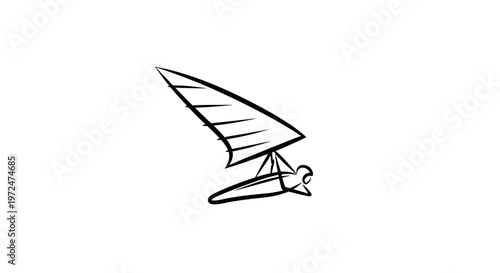 Hand-drawn sketch of a hang glider against a white background.