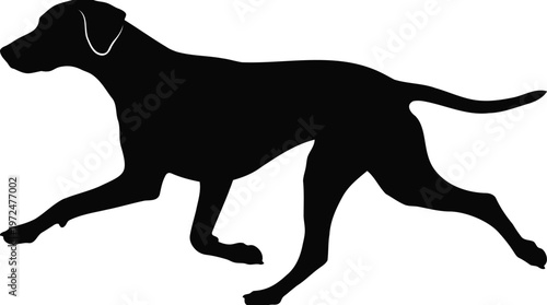 Dynamic Silhouette Illustration of a Graceful Canine in Motion, Capturing Speed and Agility for Animal-Themed Designs