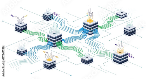 Tableau sur toile AI-powered Data Center Network Infrastructure and Cloud Computing