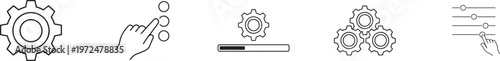Setup and setting thin line icons set, vector symbols for configuration, preferences, and tools design
