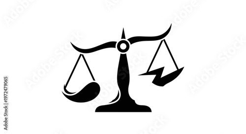 Stylized scale of justice symbol representing law, balance, and fairness on isolated white background.