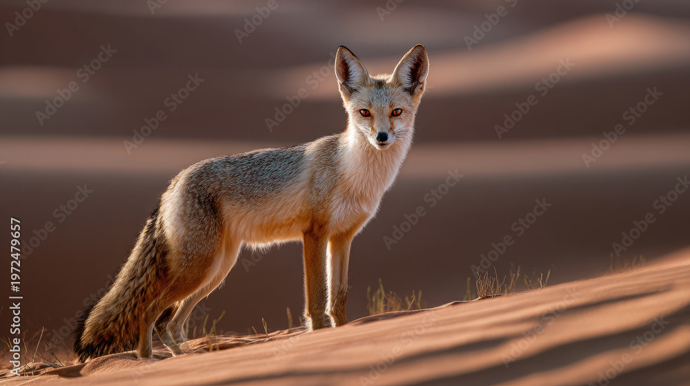 Fototapeta premium Desert wildlife encounter fennec fox in sandy dunes nature scene captivating wildlife photography