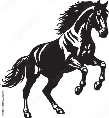 Принти на полотні Dutch Warmblood in silhouette on white background.
