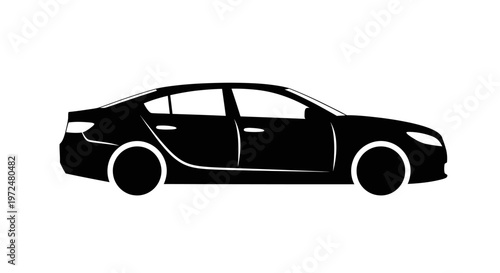 Black silhouette of a modern sedan.