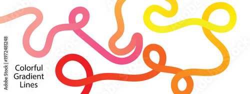 Color Gradient Abstract Line Shape. Modern abstract design with colorful rainbow curved lines on a white background. 