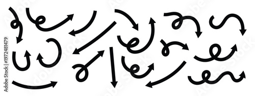 Curved Arrows Set. Simple black curved arrow pointing. Arrow icon set, arrow icon vector. arrow pointing upward. Black long up arrow icon vector.