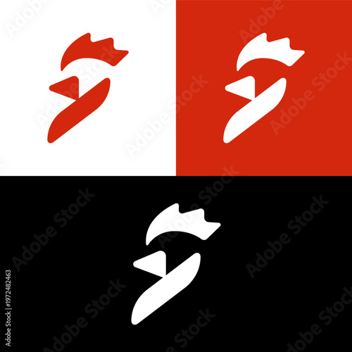 Cuadro en lienzo Fast food chicken burger logo design, initial letter monogram for restaurant bra