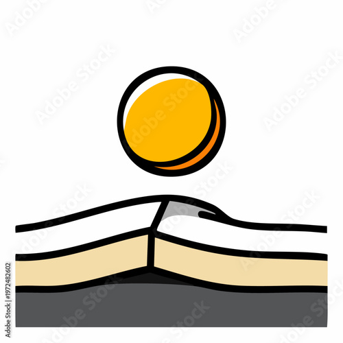 Geological Layers Sun Illustration.