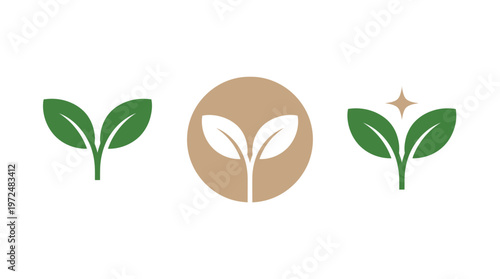 Green sprout icons: growth, nature, eco-friendly, new beginnings, organic, sustainable concept.