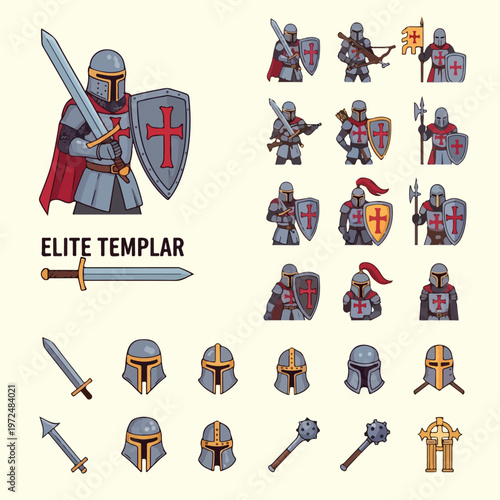 Elite Templar Knight Collection Medieval Warrior Armor.