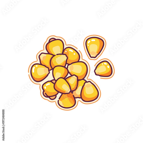 Illustration of a pile of golden yellow corn kernels.