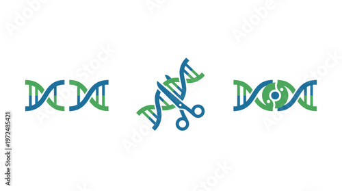 DNA helix editing concept with scissors icon and gene modification illustration