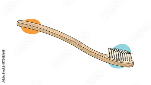 Eco-friendly bamboo toothbrush with a curved handle and soft bristles, promoting sustainable oral hygiene and environmental consciousness.