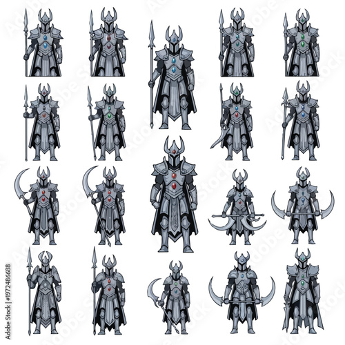 Collection of Fantasy Warrior Characters in Armor.