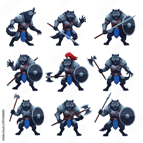 Gray wolf warrior with armor.