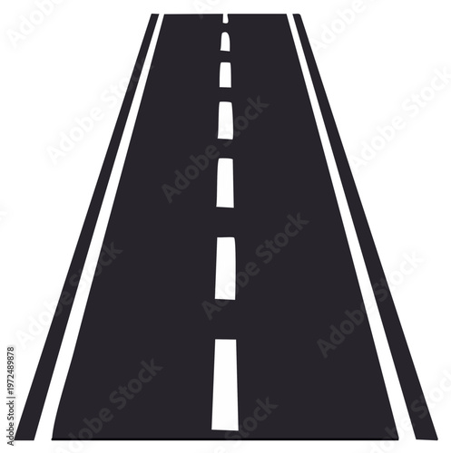Asphalt Road with White Markings, Transportation Route, Vector Graphic