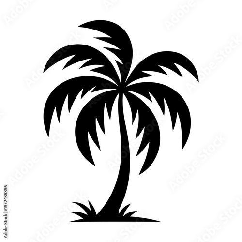 Palm Tree Silhouette Vector Tropical Plant Icon