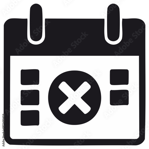 Calendar icon with a cross mark indicating a date has been crossed out