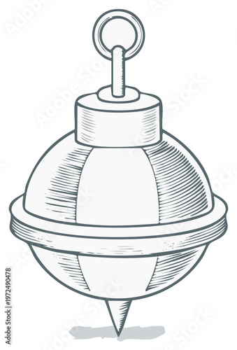 Antique Glass Float with Spike for Maritime Fishing Net Illustration