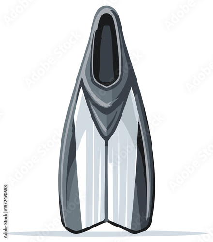 Illustration of a gray diving fin in a flat design style