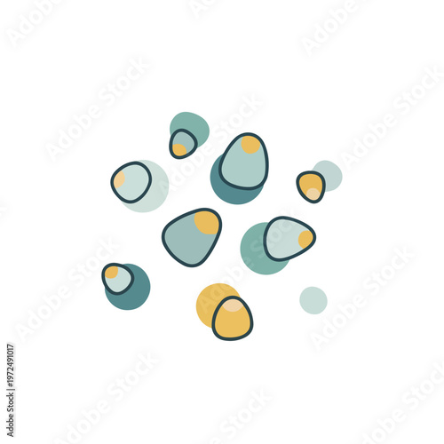 Collection of abstract colorful rounded shapes.