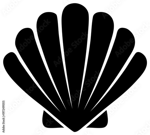 Black and White Seashell Silhouette Simple Coastal Design Graphic