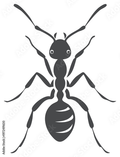 Stylized Ant Illustration, Detailed Insect Pest with Exaggerated Features, Monochrome Graphic