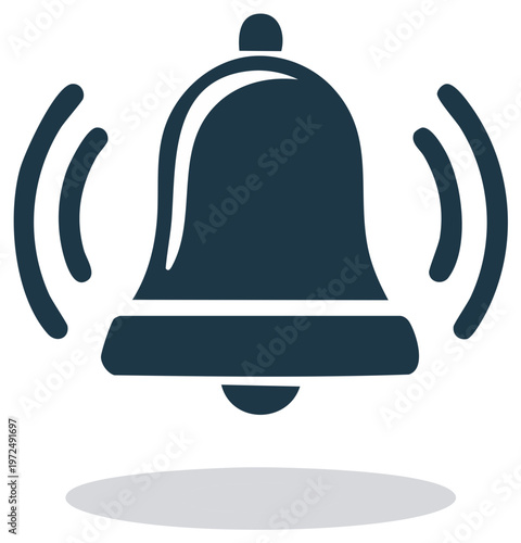 Notification Bell Icon with Sound Waves Alert Reminder Symbol Application Design