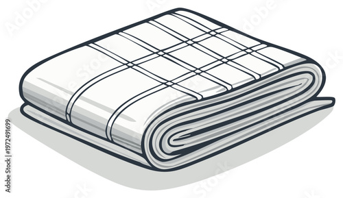 Folded patterned blanket with rolled edges, illustration of soft fabric for warmth and comfort