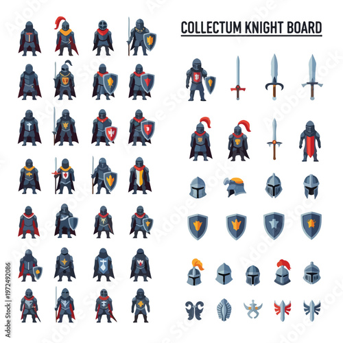 Collectum Knight Board Game Assets and Character Design Elements.