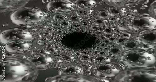 Gray Bubbles on Dark Background.