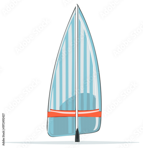 Sleek Sailboat Sail with Blue Stripes and Orange Accent
