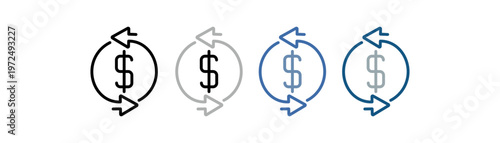 
barter icon set multiple style collection with up down arrow and money design