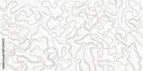Topographic map design with wavy lines and contours on white background