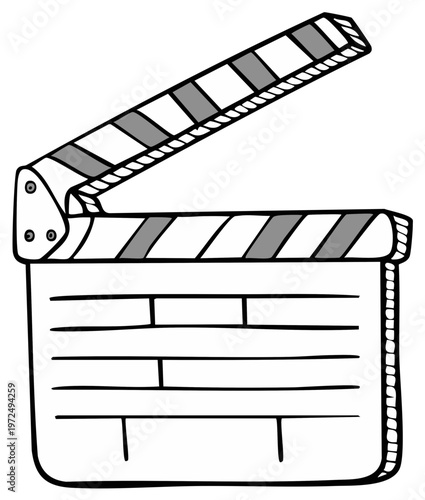 Open Movie Clapperboard Illustration: Film Production, Cinema, Filmmaking Equipment, Blank Slate, Industry Tool